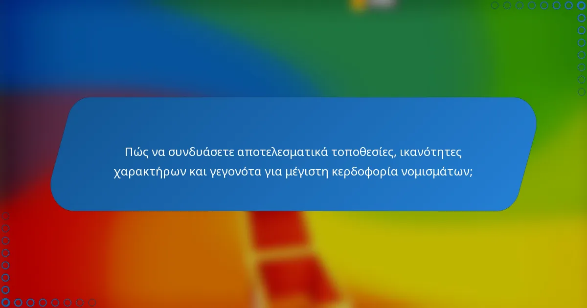 Πώς να συνδυάσετε αποτελεσματικά τοποθεσίες, ικανότητες χαρακτήρων και γεγονότα για μέγιστη κερδοφορία νομισμάτων;